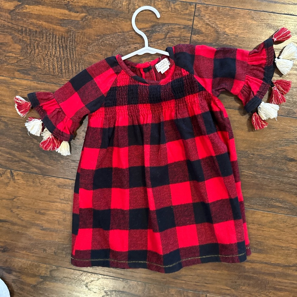 Mud Pie flannel dress 9-12 months. Buffalo plaid check.